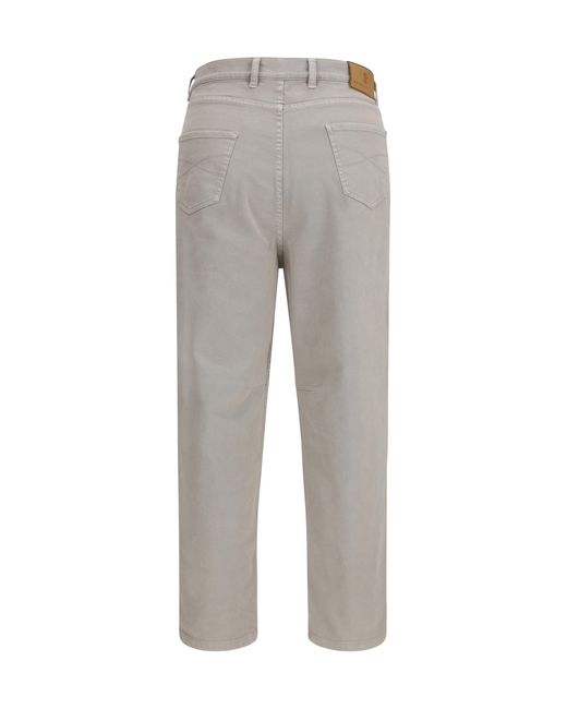 Brunello Cucinelli Gray Stretch Canvas Pants Cotton; Elastane for men