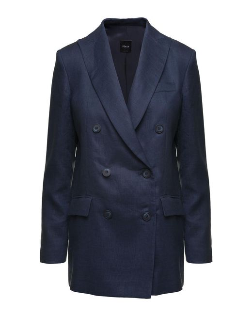 Le Plain Blue Double-Breasted Blazer