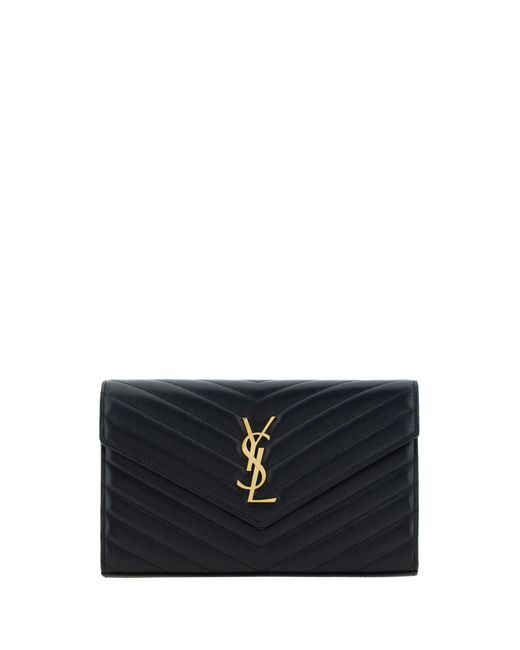 Saint Laurent Black Wallet Monogram Leather Lambskin Shoulder Bags