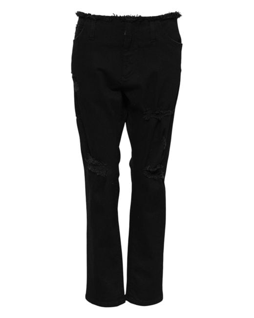 Dolce & Gabbana Black Cotton Mid Waist Flared Denim Jeans Clothing