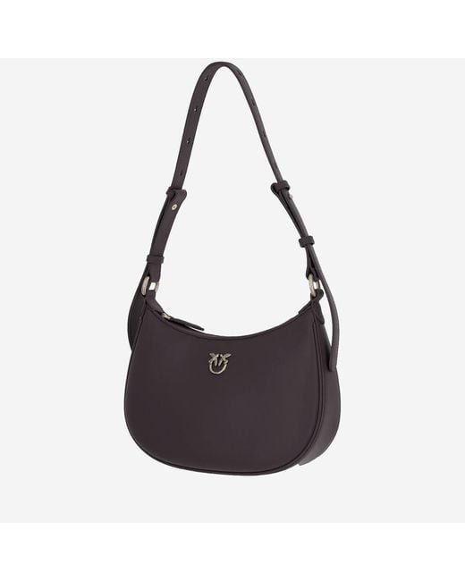 Pinko Black Shoulder Bag Simply Love Half-Moon Leather