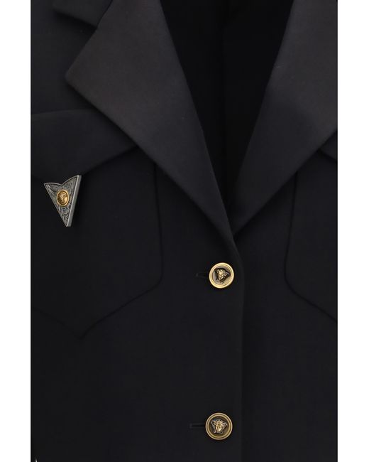 Versace Blue Blazer Cropped Wool Merino (Ovis Aries) Jacket