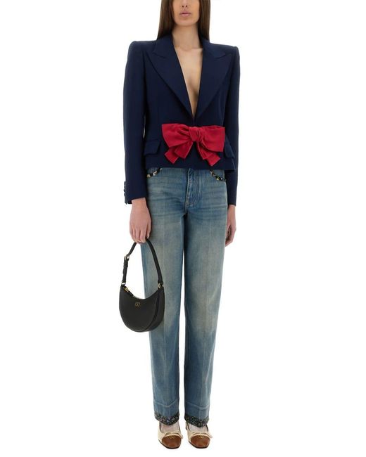 ジャケット Valentino Blue viscose jacket with bow Viscose Jacket With Bow for Woman in Provence Blue