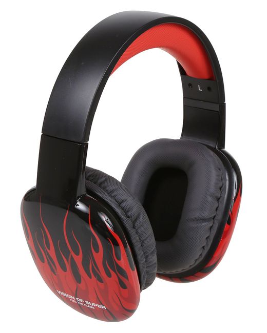 Vision Of Super Red Headphones With Flames And Logo for men