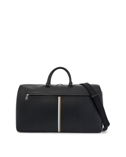 Boss Black Tapered Travel Bag With Shoulder Strap For Work And Sports for men