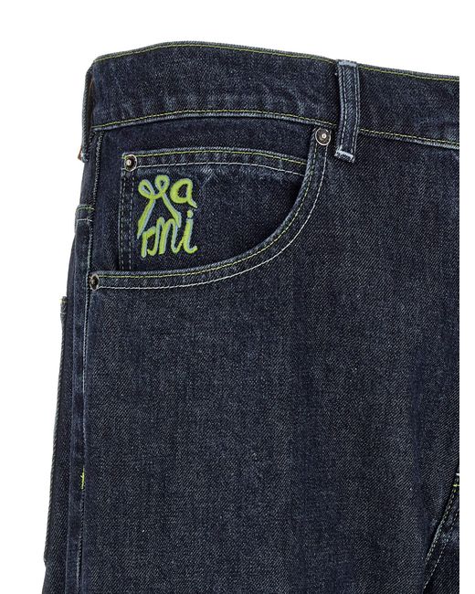 Marni Blue Logo Embroidery Jeans for men
