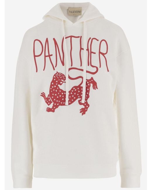 Valentino White Cotton Sweatshirt With Print