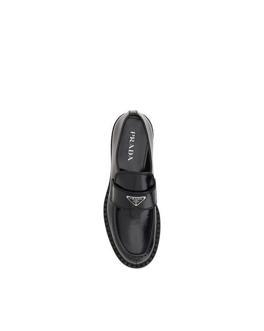 Prada Black Calf Leather Bos Taurus Platform Loafers for men
