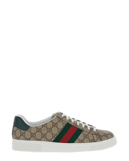 Gucci Green Low-Top Sneakers Ace Polyurethane Trainers for men
