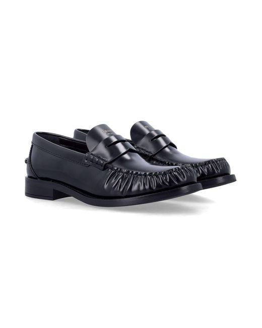 Prada Blue Brushed Leather Loafers