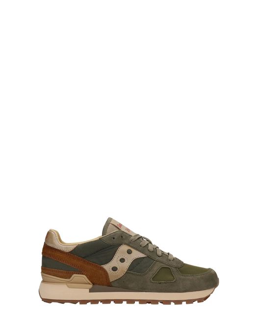 Saucony Shadow Original Sneakers In Green Suede And Fabric for men