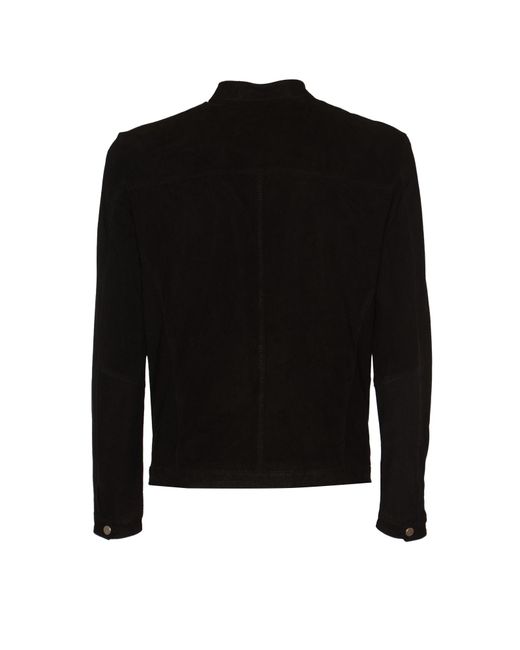 DFOUR® Black Band Collar Zipped Jacket for men
