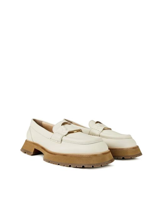 Moncler White Bell Logo Loafers