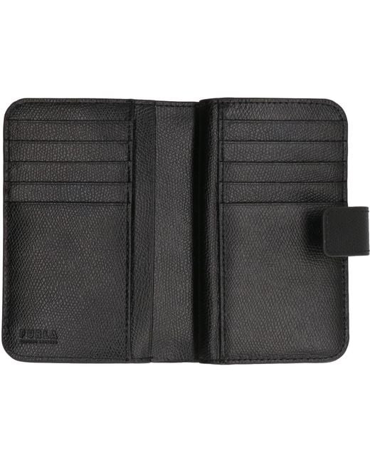 Furla Black Leather Wallet Camelia & Purses