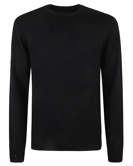 Fred Perry Round Neck Sweater in Black for Men | Lyst