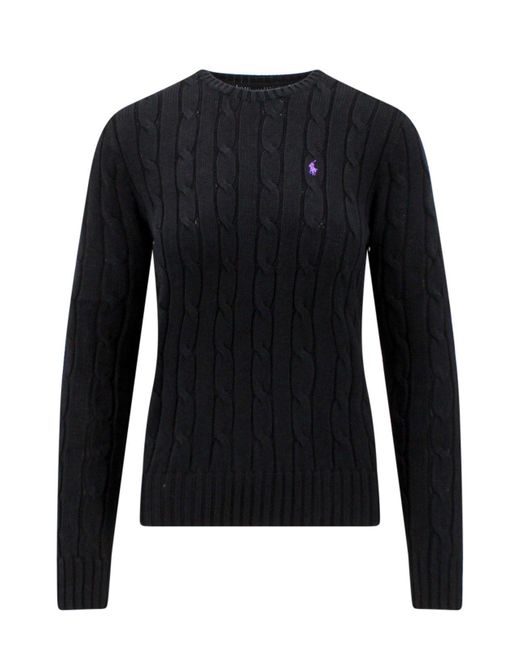 Polo Ralph Lauren Black Julianna Brand-embroidered Regular-fit Cotton-knit Jumper