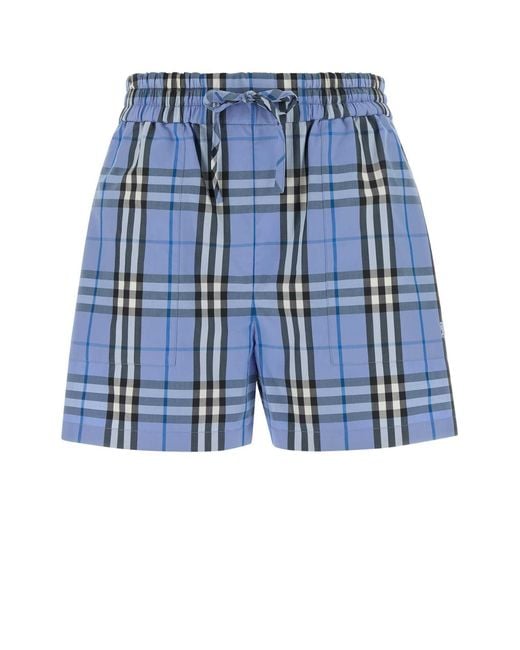 Burberry Blue Embroidered Poplin Shorts
