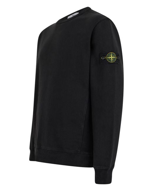 Stone Island Black Crewneck Sweater Cotton Sweatshirts for men