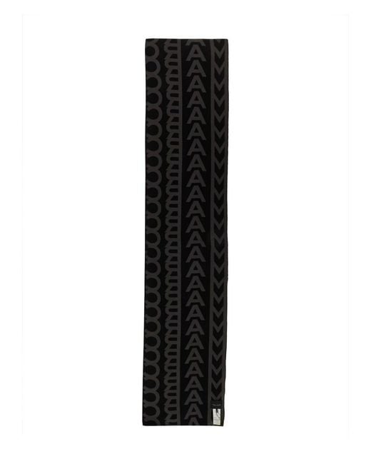 Marc Jacobs Black Monogram Knit Scarf Wool