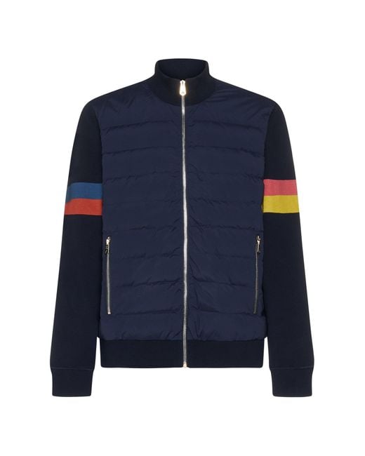 Paul Smith Blue Quilted Nylon And Jersey Hybrid Jacket