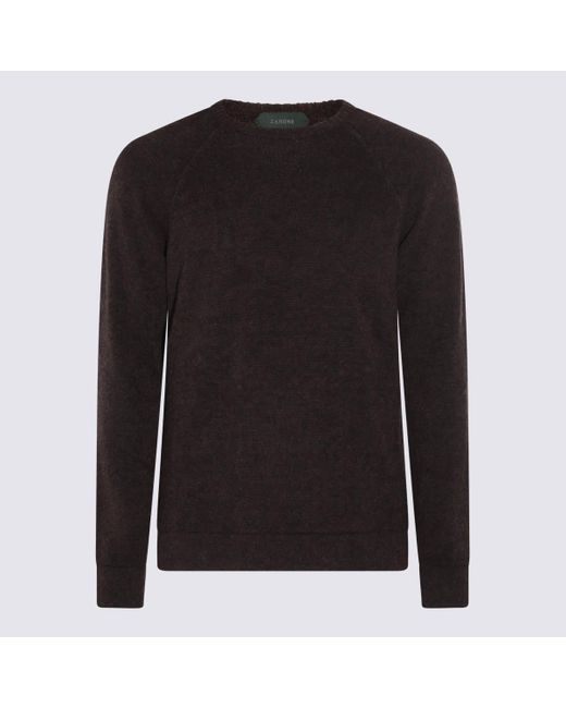 Zanone Black Wool Blend Sweater for men