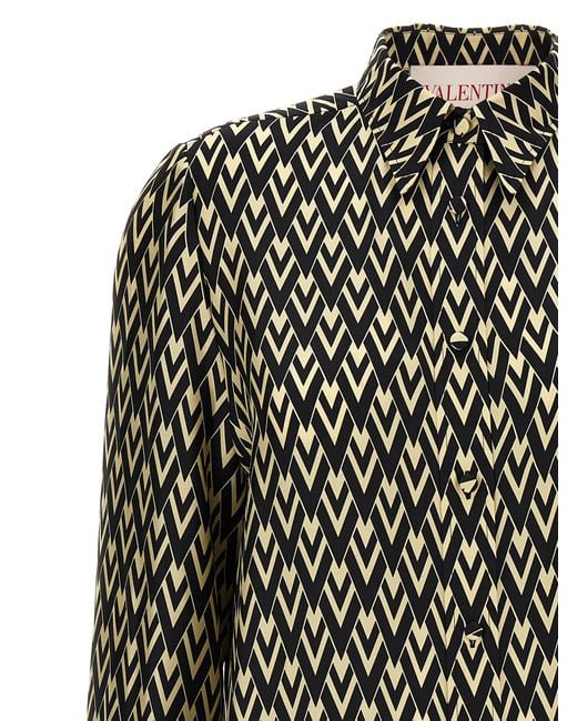 Valentino Garavani Black Toute La V Shirt Silk Shirt, Blouse