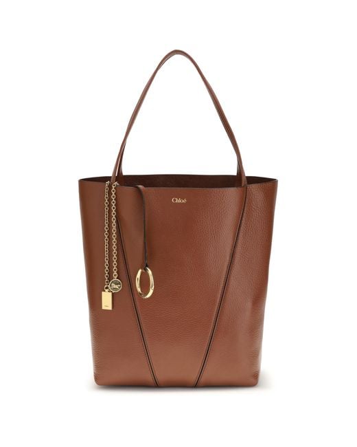 Chloé Brown Shoulder Bag Spin Calf Leather