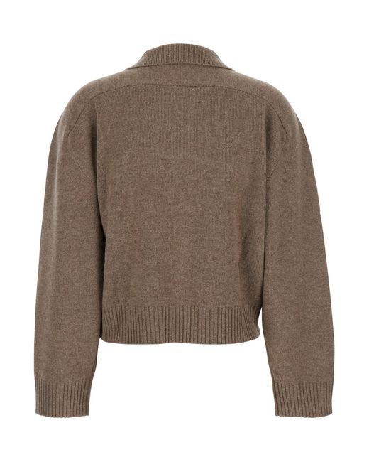 Loulou de Saison Brown Cashmere Polo Style Sweater