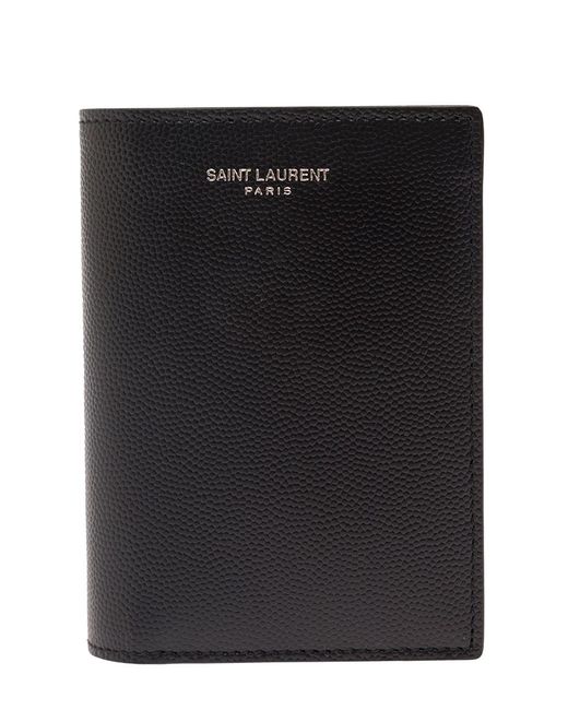 Saint Laurent Black Card Holder Grain De Poudre Calfskin Accessory for men