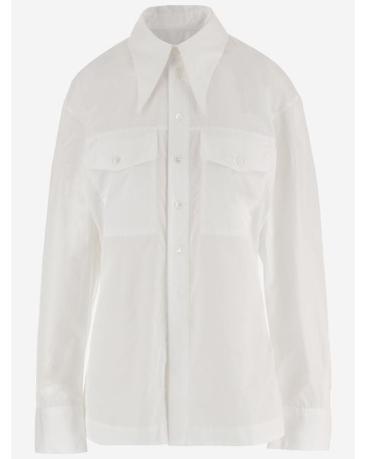 AMI White Cotton Shirt With Pointed Collar