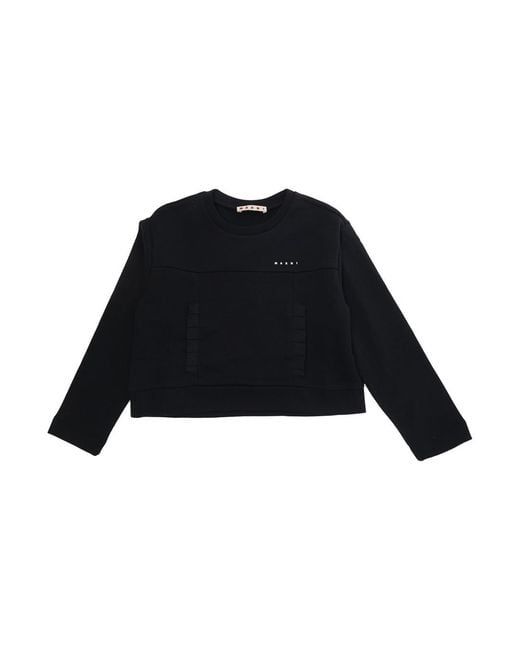 Marni Black Sweatshirt With Logo Cotton Hoods & Sweatshirts