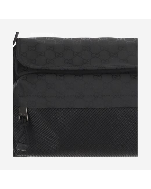 Gucci Black Gg Medium Shoulder Bag Polyamide for men