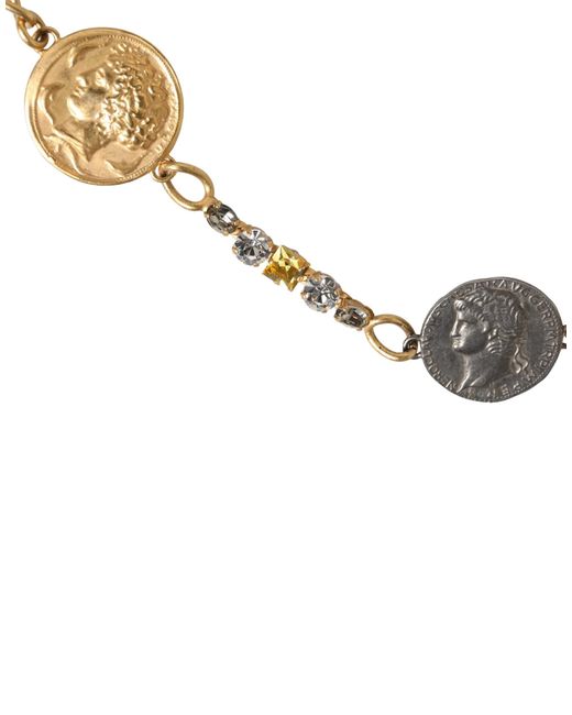 Dolce & Gabbana Natural Gold Brass Chain Coin Embellished Metal Buckle Belt