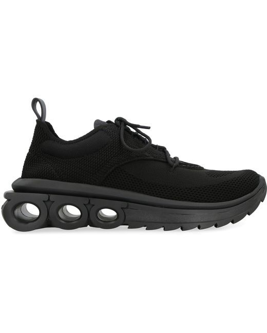 Ferragamo Black Running Sneakers Nima-Anthracite Calf Trainers