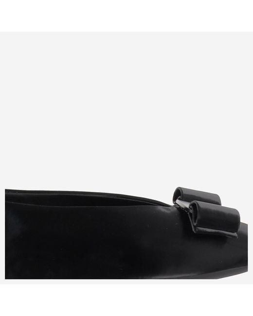 Ferragamo Black Leather Bow Ballerina Flats