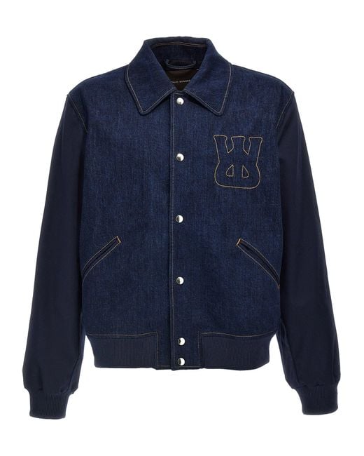 Wales Bonner Blue Denim Varsity Jacket for men