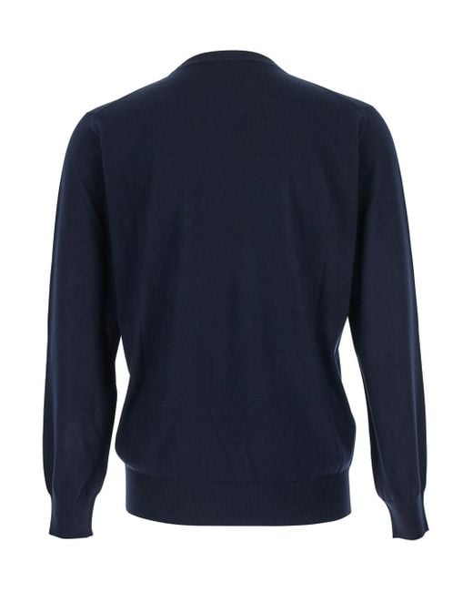 Kangra Blue Crewneck Sweater With Ribbed Trims for men