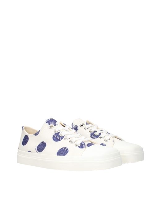 Moschino White Polka Dot Canvas Sneakers
