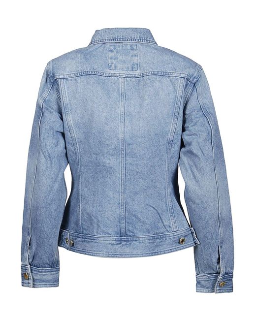 blue fitted denim jacket
