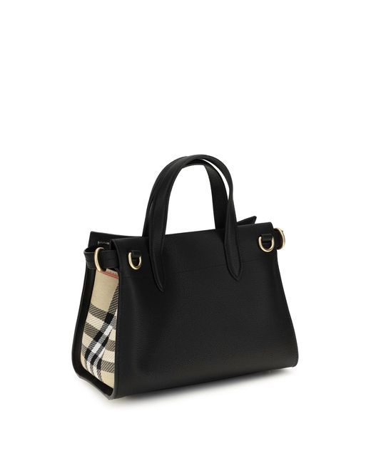 Burberry Black Mini Cotswolds Check Top Handle Bag Cotton; Polyester Handbags