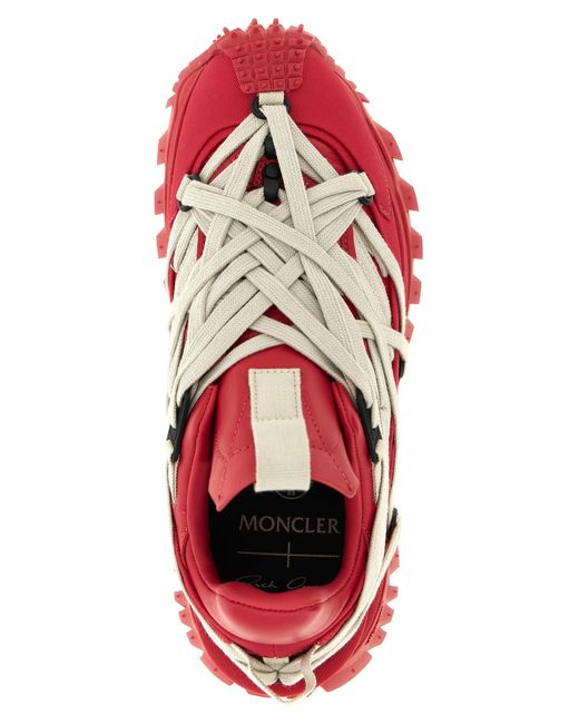 Rick Owens Red Cowhide Athletic Sneakers