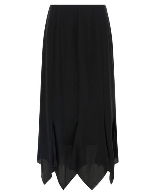 Valentino Garavani Black Crêpe De Chine Skirt Silk
