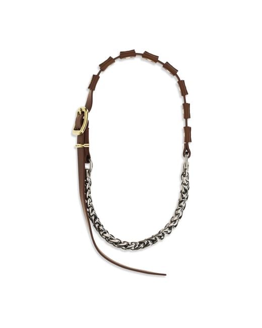 Miu Miu White Leather Necklace With Buckle — Tobacco Calf Necklaces