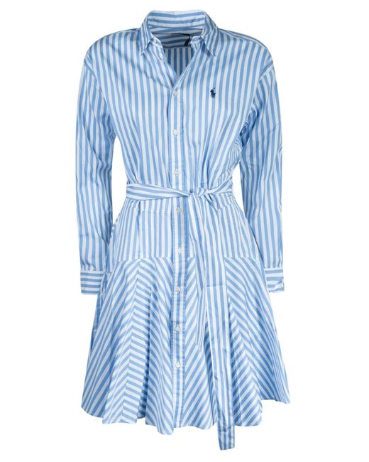 Ralph Lauren Blue Stripe Print Dress