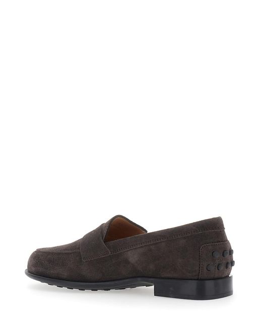 Tod's Brown Loafers Suede Sheep Leather