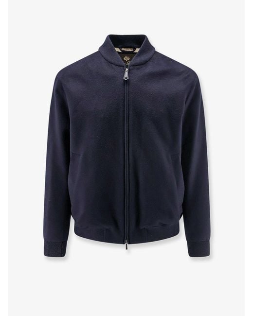 Loro Piana Blue Bomber Jacket Ivy Cashmere for men