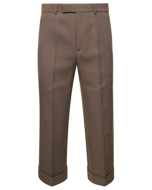 Gucci Gray Textured Gabardine Cropped Trousers for men