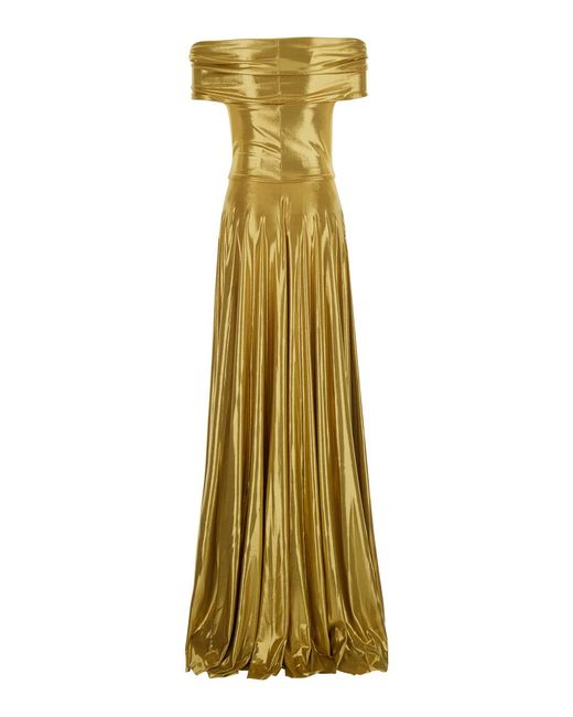 Norma Kamali Metallic Long Dress Tech Fabric Polyester