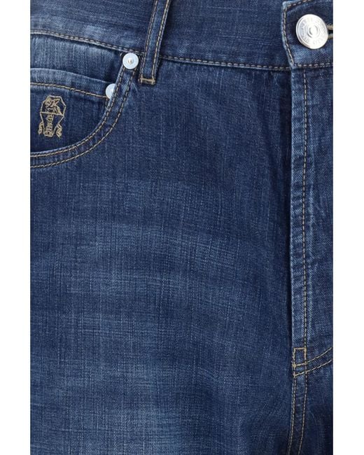 Brunello Cucinelli Blue Lightweight Denim Pants Scuro Cotton Jean for men