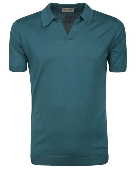 John Smedley Green Noah Skipper Collar Shirt Ss for men